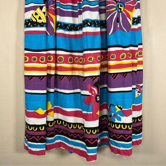 Vintage 80s Peddlers Colorful Southwest Western Midi Skirt Pockets A line Small - Picture 6 of 12